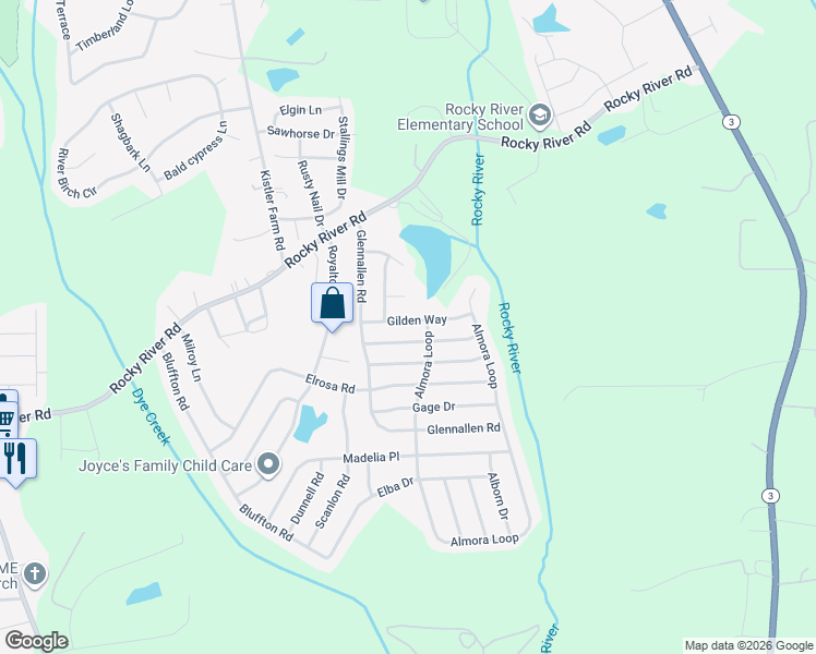 map of restaurants, bars, coffee shops, grocery stores, and more near 128 Gilden Way in Mooresville