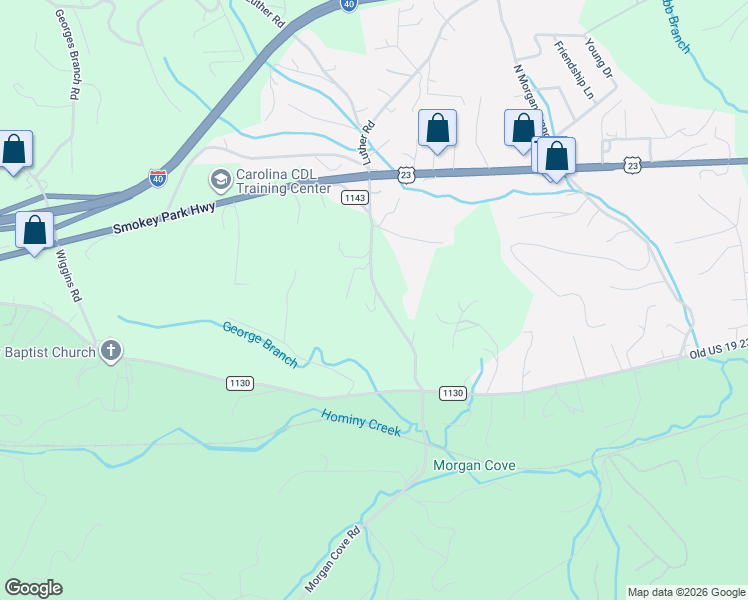 map of restaurants, bars, coffee shops, grocery stores, and more near 76 Luther Road in Candler