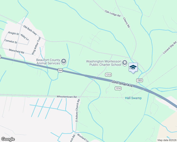 map of restaurants, bars, coffee shops, grocery stores, and more near 4183 U.S. 264 in Washington