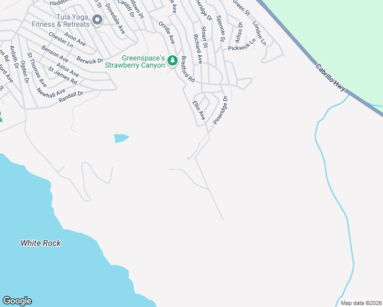 map of restaurants, bars, coffee shops, grocery stores, and more near Pineridge Drive in Cambria