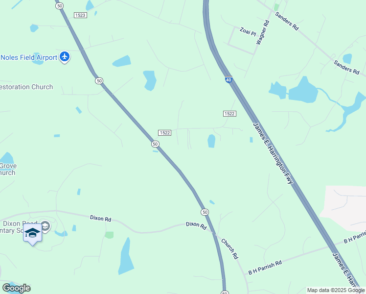 map of restaurants, bars, coffee shops, grocery stores, and more near 85 All Aboard Circle in Johnston County