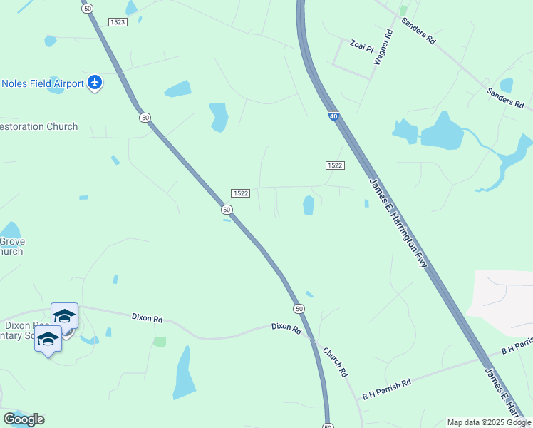 map of restaurants, bars, coffee shops, grocery stores, and more near 85 All Aboard Circle in Johnston County