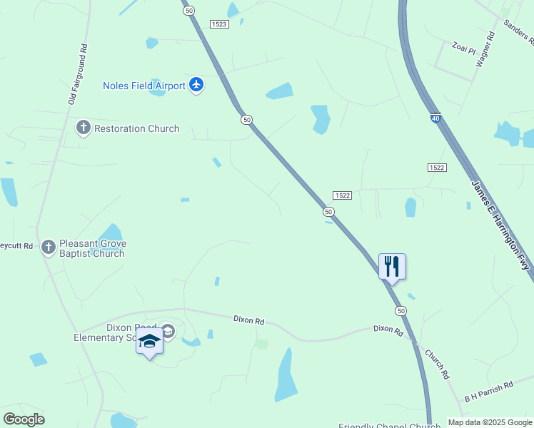 map of restaurants, bars, coffee shops, grocery stores, and more near 152 Saleen Drive in Willow Spring