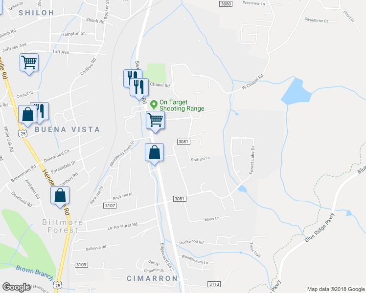 map of restaurants, bars, coffee shops, grocery stores, and more near 219 Rock Hill Road in Asheville