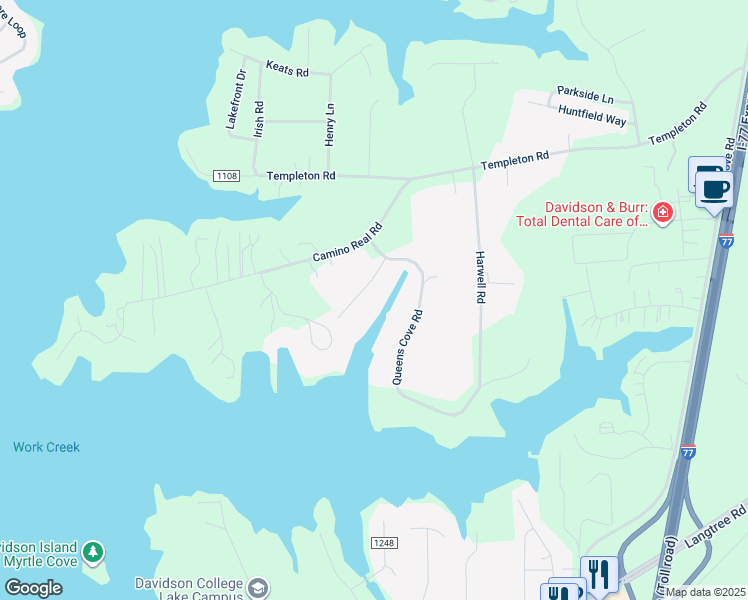 map of restaurants, bars, coffee shops, grocery stores, and more near Forum Drive in Mooresville