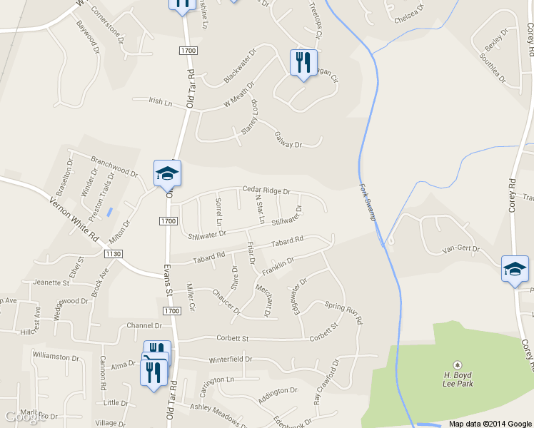 map of restaurants, bars, coffee shops, grocery stores, and more near 2137 North Star Lane in Winterville