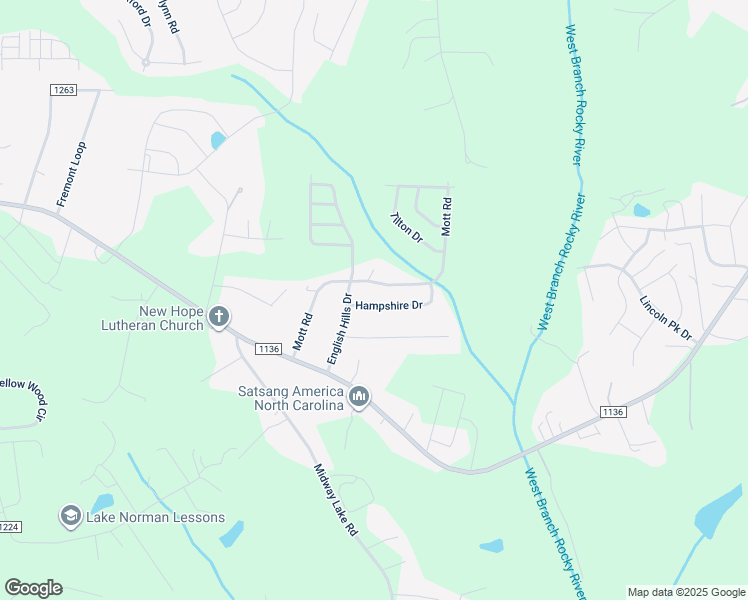 map of restaurants, bars, coffee shops, grocery stores, and more near 117 Hampshire Drive in Mooresville