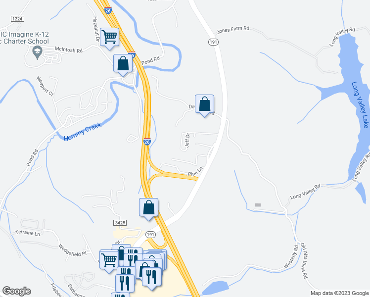 map of restaurants, bars, coffee shops, grocery stores, and more near 29 Jeff Drive in Asheville