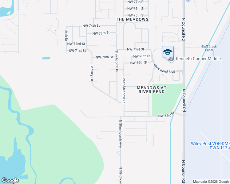 map of restaurants, bars, coffee shops, grocery stores, and more near 6616 North Stinchcomb Avenue in Oklahoma City
