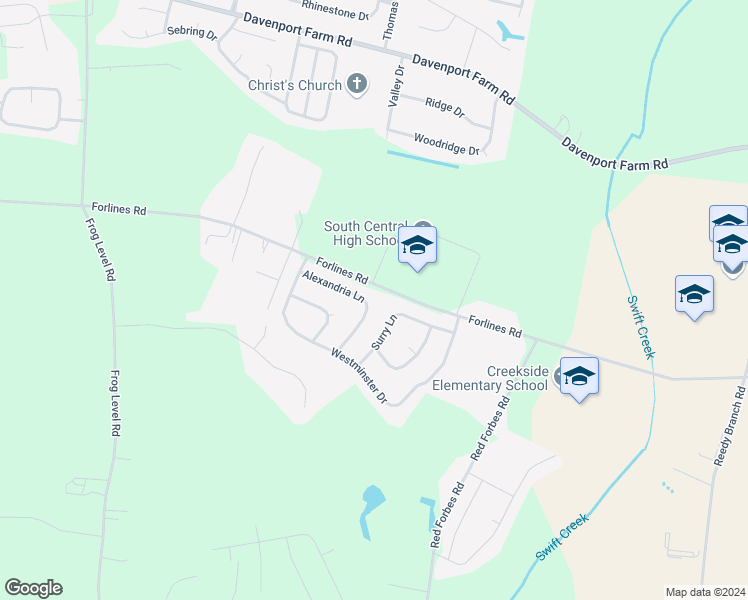 map of restaurants, bars, coffee shops, grocery stores, and more near 658 Alexandria Lane in Winterville