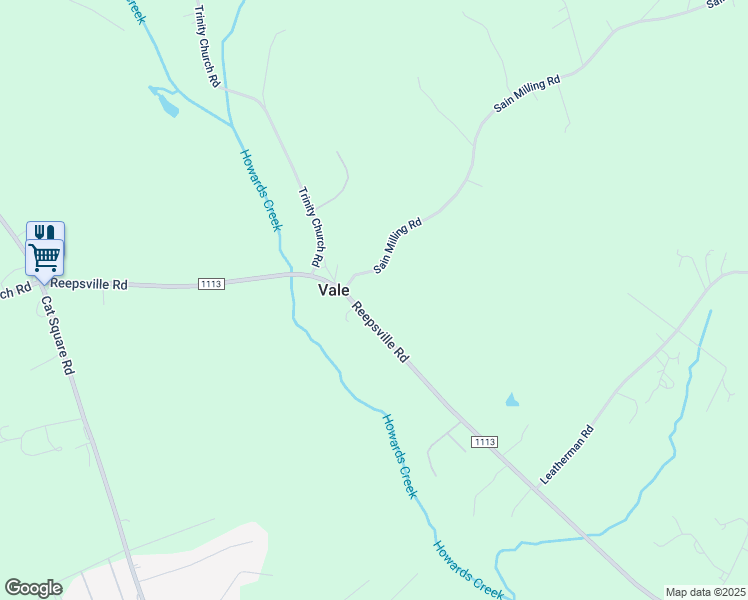 map of restaurants, bars, coffee shops, grocery stores, and more near 6052 Reepsville Road in Vale