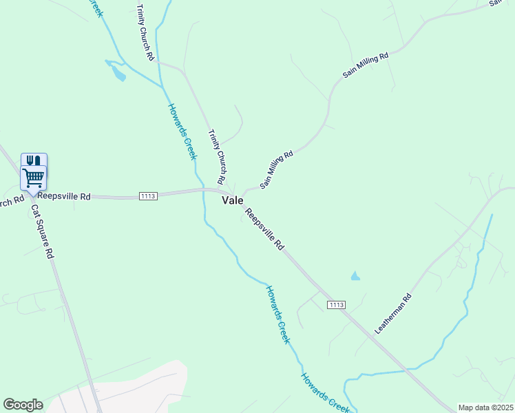 map of restaurants, bars, coffee shops, grocery stores, and more near 6052 Reepsville Road in Vale
