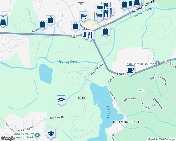 map of restaurants, bars, coffee shops, grocery stores, and more near 200 Vista Lake Drive in Candler