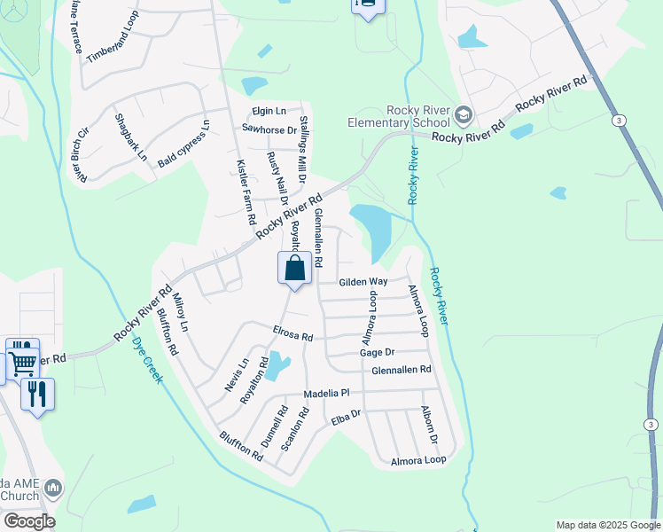 map of restaurants, bars, coffee shops, grocery stores, and more near 126 Ashton Drive in Mooresville