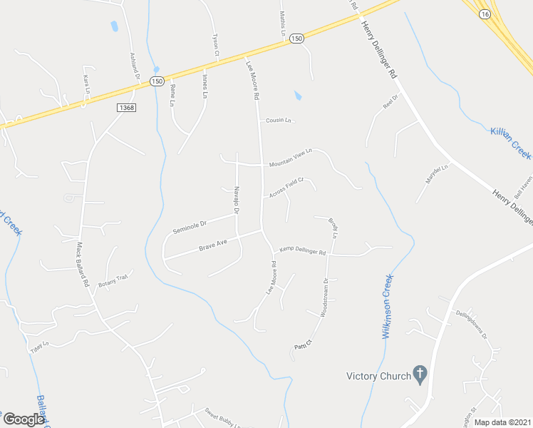 map of restaurants, bars, coffee shops, grocery stores, and more near 3656 Lee Moore Road in Maiden