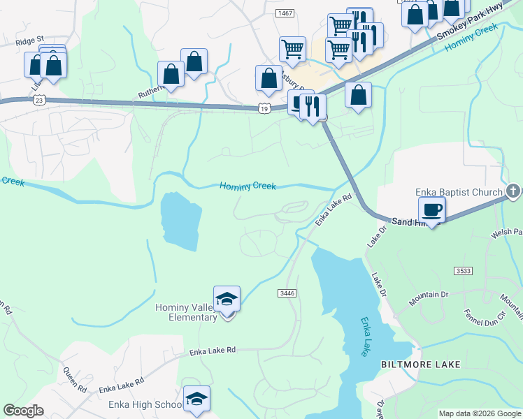 map of restaurants, bars, coffee shops, grocery stores, and more near 600 Vista Lake Drive in Candler