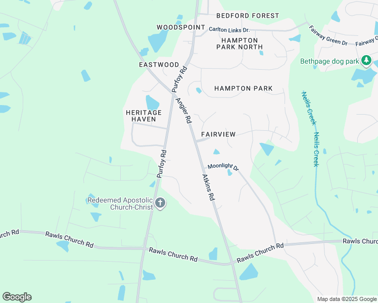 map of restaurants, bars, coffee shops, grocery stores, and more near 1681 Atkins Road in Fuquay-Varina