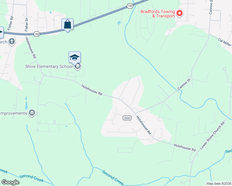 map of restaurants, bars, coffee shops, grocery stores, and more near 905 Holshouser Road in Rockwell