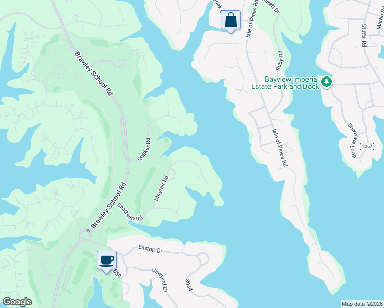 map of restaurants, bars, coffee shops, grocery stores, and more near 183 Mayfair Road in Mooresville