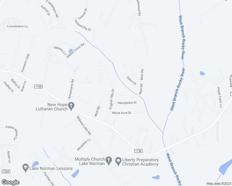 map of restaurants, bars, coffee shops, grocery stores, and more near 171 Mott Road in Mooresville