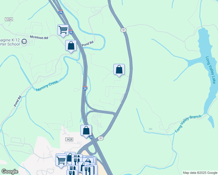 map of restaurants, bars, coffee shops, grocery stores, and more near 11 Jeff Drive in Asheville