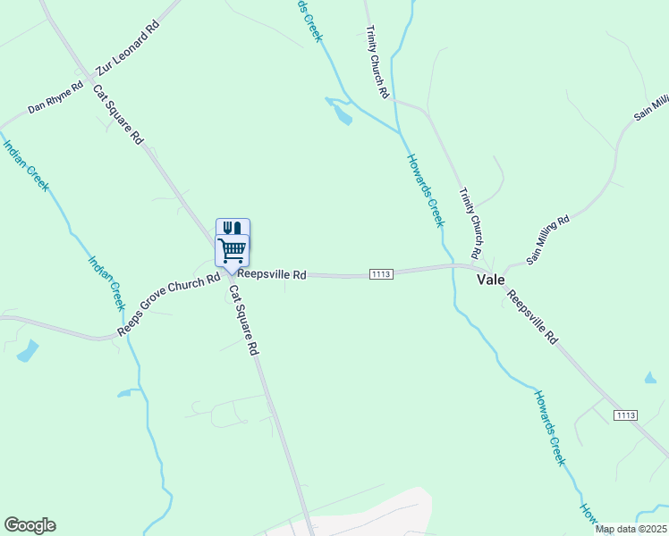 map of restaurants, bars, coffee shops, grocery stores, and more near 6328 Reepsville Road in Vale