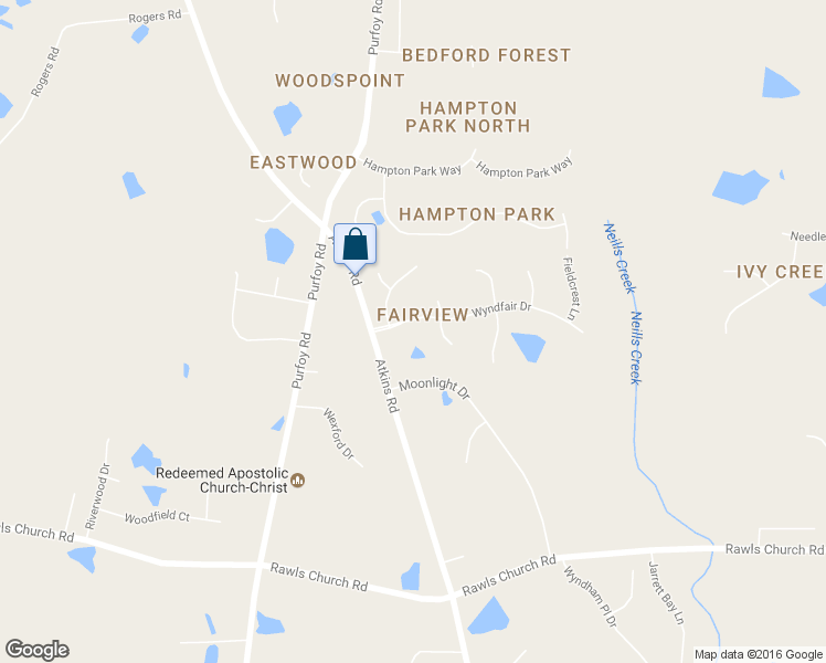 map of restaurants, bars, coffee shops, grocery stores, and more near 3909 Wyndfair Drive in Fuquay Varina