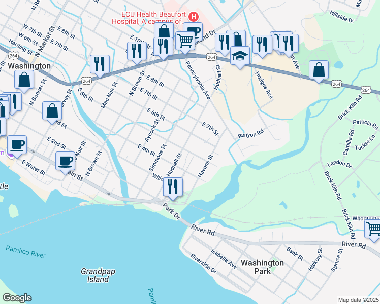map of restaurants, bars, coffee shops, grocery stores, and more near 1000-1048 E 5th St in Washington