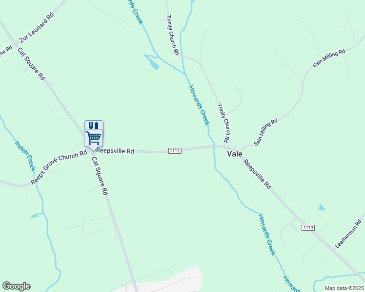 map of restaurants, bars, coffee shops, grocery stores, and more near 6240 Reepsville Road in Vale