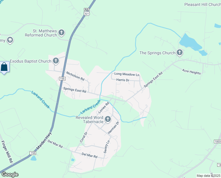 map of restaurants, bars, coffee shops, grocery stores, and more near 319 Springs East Road in Lincolnton