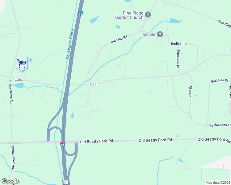 map of restaurants, bars, coffee shops, grocery stores, and more near 1505 Daugherty Road in China Grove