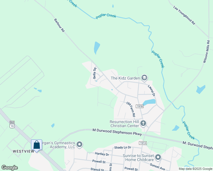 map of restaurants, bars, coffee shops, grocery stores, and more near 515 Barbour Road in Smithfield