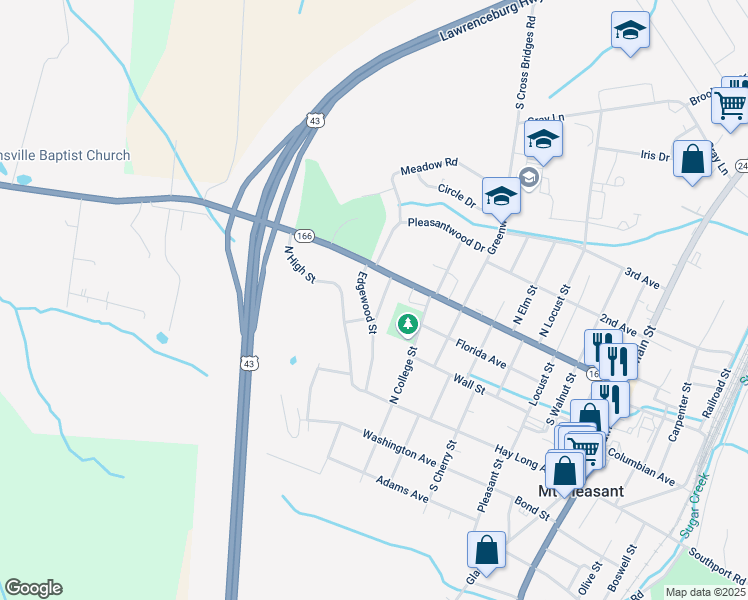map of restaurants, bars, coffee shops, grocery stores, and more near 306 Edgewood Street in Mount Pleasant