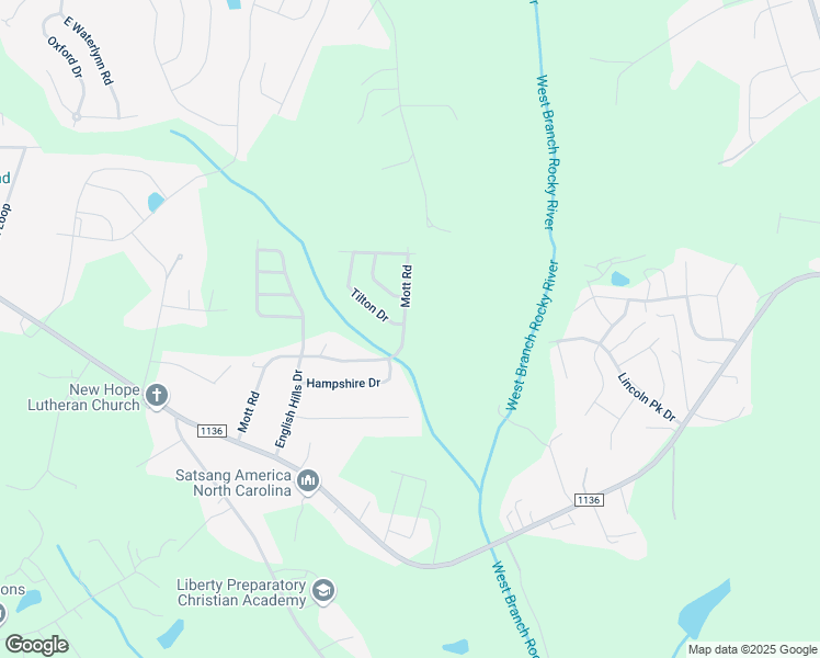 map of restaurants, bars, coffee shops, grocery stores, and more near 222 Mott Road in Mooresville