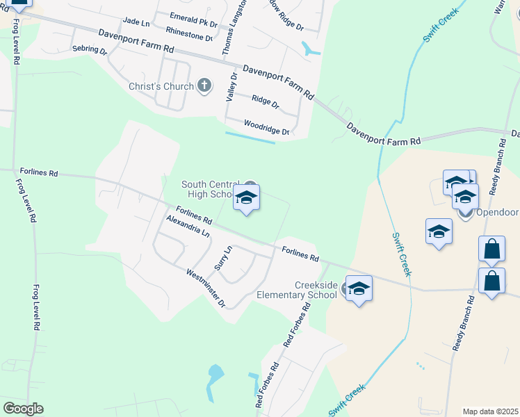 map of restaurants, bars, coffee shops, grocery stores, and more near 570 Forlines Road in Winterville