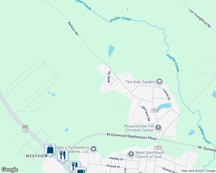 map of restaurants, bars, coffee shops, grocery stores, and more near in Smithfield