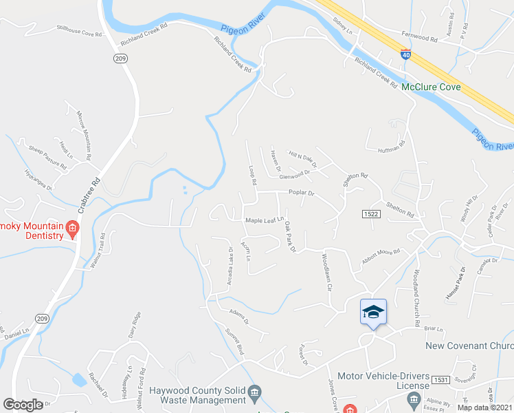 map of restaurants, bars, coffee shops, grocery stores, and more near 46 Loop Road in Clyde
