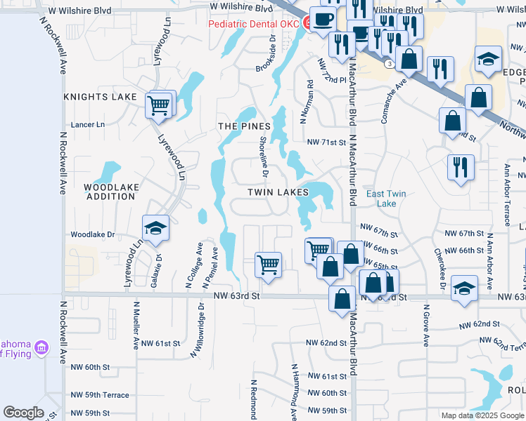 map of restaurants, bars, coffee shops, grocery stores, and more near 6105 W Woodbrook Rd in Warr Acres
