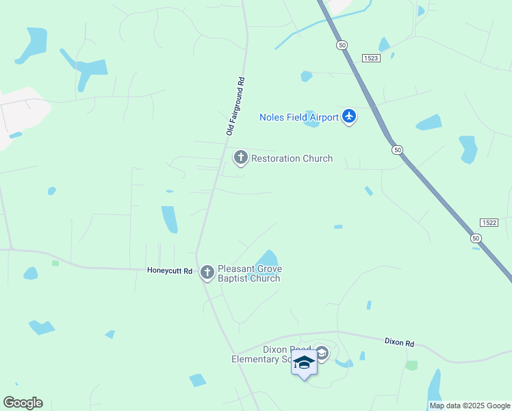 map of restaurants, bars, coffee shops, grocery stores, and more near 124 Deerview Drive in Johnston County