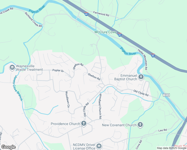 map of restaurants, bars, coffee shops, grocery stores, and more near 102 Shelton Road in Clyde