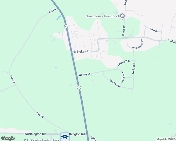 map of restaurants, bars, coffee shops, grocery stores, and more near 1953 Wesley Lane in Greenville