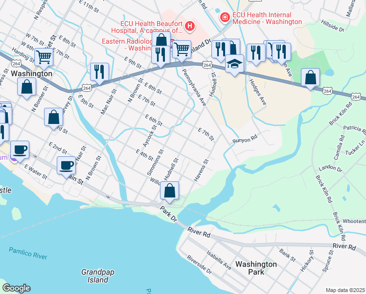 map of restaurants, bars, coffee shops, grocery stores, and more near 1000-1048 E 5th St in Washington