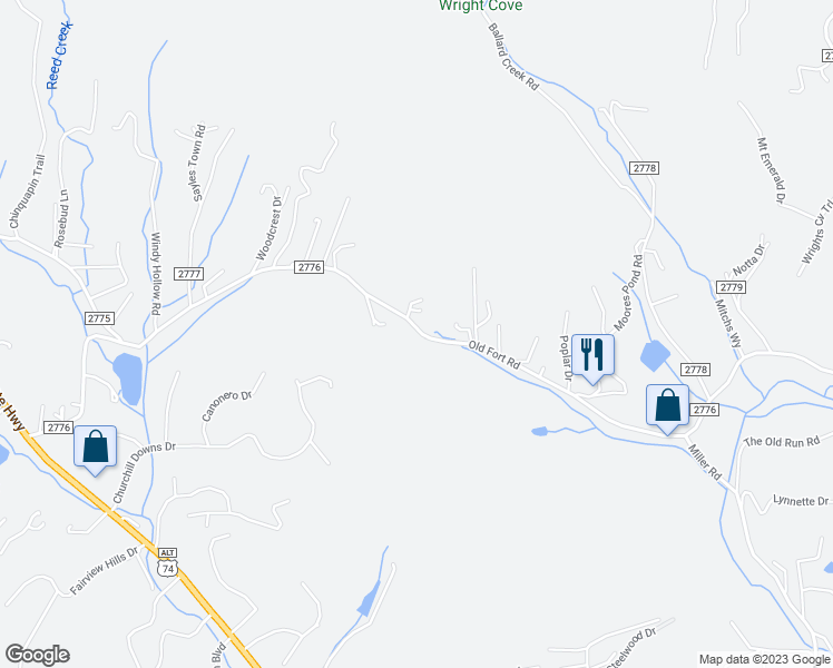 map of restaurants, bars, coffee shops, grocery stores, and more near 229 Old Fort Road in Fairview