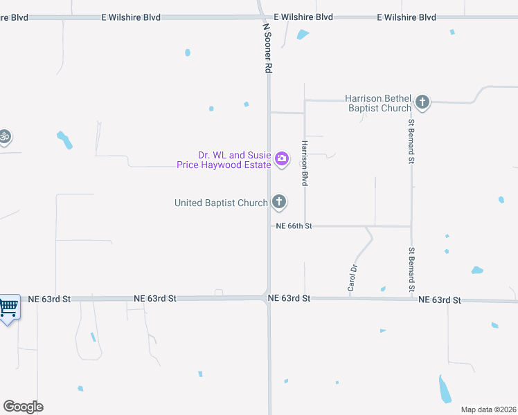 map of restaurants, bars, coffee shops, grocery stores, and more near 6801 North Sooner Road in Oklahoma City