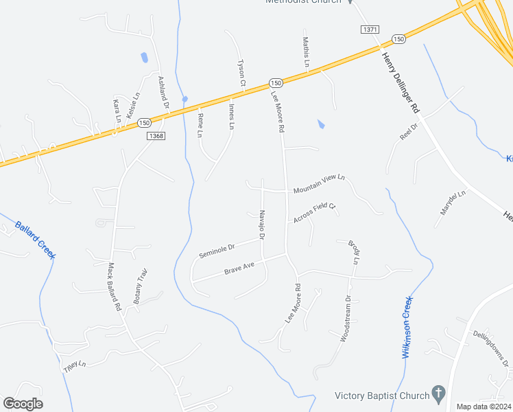 map of restaurants, bars, coffee shops, grocery stores, and more near 3677 Navajo Drive in Maiden