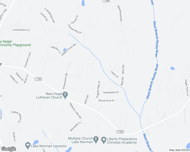 map of restaurants, bars, coffee shops, grocery stores, and more near 108 Peterborough Drive in Mooresville
