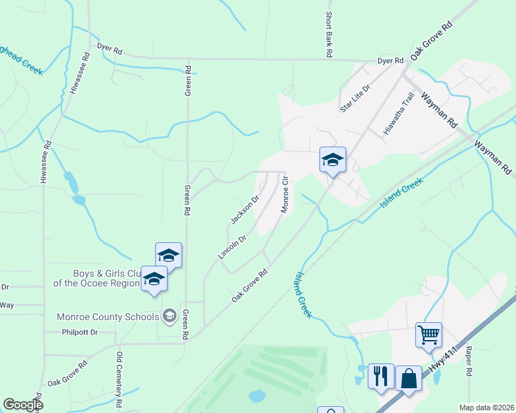 map of restaurants, bars, coffee shops, grocery stores, and more near 1240 Lincoln Drive in Madisonville