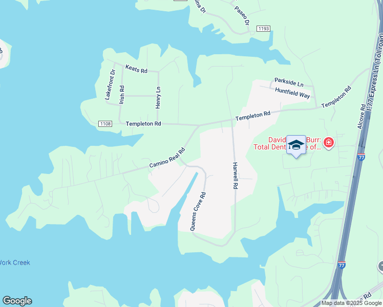 map of restaurants, bars, coffee shops, grocery stores, and more near 119 Camino Real Road in Mooresville