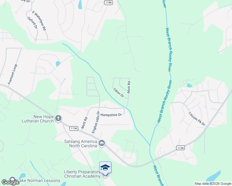 map of restaurants, bars, coffee shops, grocery stores, and more near 119 Tilton Drive in Mooresville