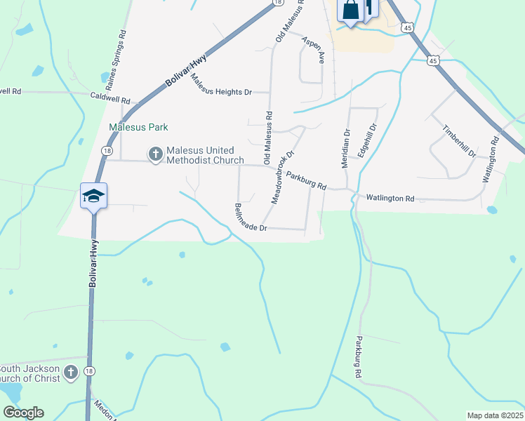 map of restaurants, bars, coffee shops, grocery stores, and more near 30 Bellmeade Cove in Jackson